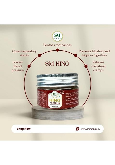 SM FOODS Premium Hing, Gluten-Free Pure Asafoetida Powder Traditional for Natural hing & Organic Healthy Spices, 10g Pack of 2
