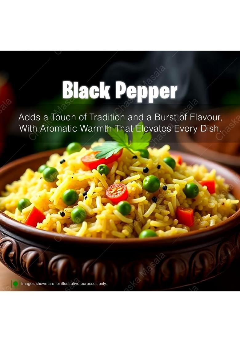 Chaska masale Pepper Whole 100gm Extra bolt black Natural Sabut Kali Mirch | Ultra-Pure & Finely Ground, Non-GMO, Ideal for Seasoning Flavor Enhancement