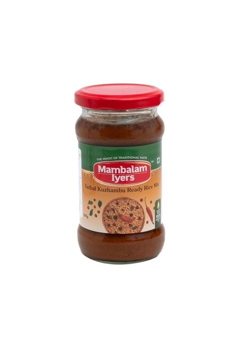 Mambalam Iyers Vathal Kuzhambu Ready Rice Mix - 300g Glass bottle | South Indian mixes made with 100% Gingelly Oil Vathakuzhambu