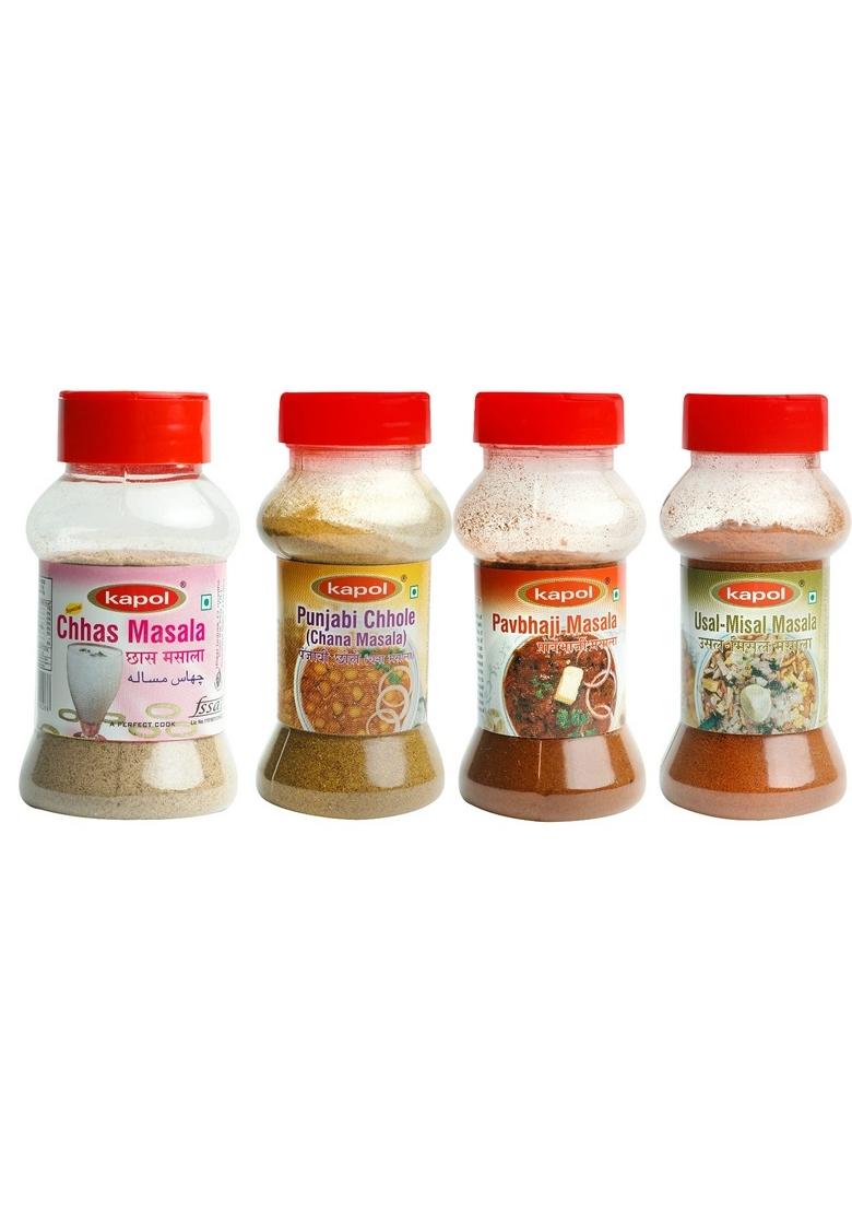 Kapol Pav Bhaji Masala, Punjabi Chole Usal Misal Masala- (75 grams each), Chaas Masala (100 gm)- Combo of 4