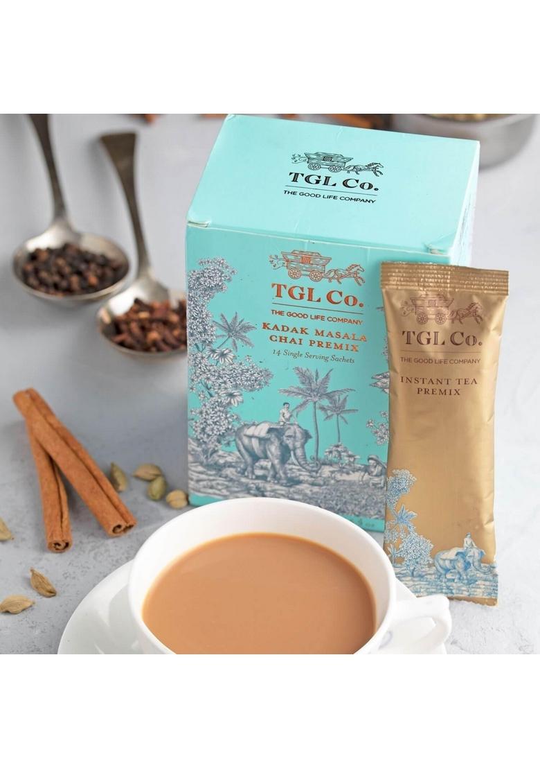 TGL Co. The Good Life Company Kadak Masala Instant Chai Premix | Tea Bold & Aromatic Spiced Tea| Convenient Desi Chai| Perfect for Travel On-the-Go