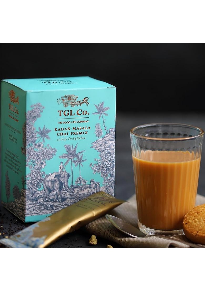 TGL Co. The Good Life Company Kadak Masala Instant Chai Premix | Tea Bold & Aromatic Spiced Tea| Convenient Desi Chai| Perfect for Travel On-the-Go