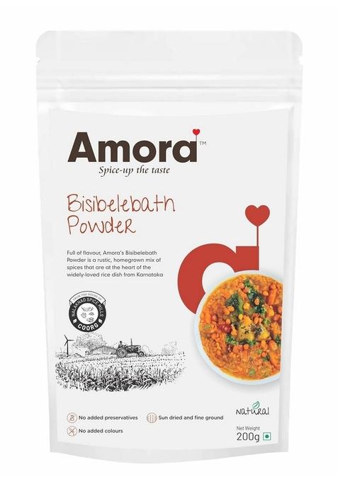 AMORA the Aroma of Love Bisibelebath Masala Powder 200g - Authentic Karnataka Spice Blend, No Preservatives, Sun-Dried & Fine Ground