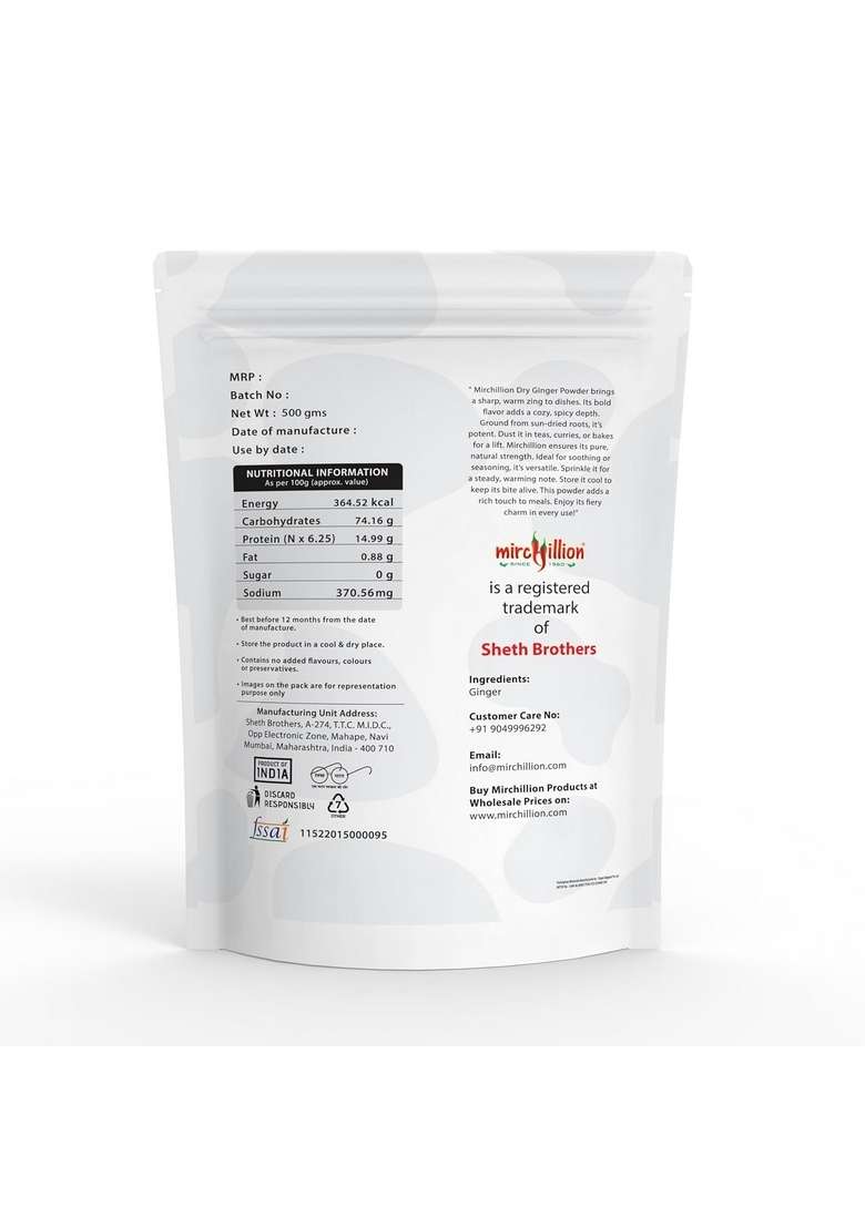 Mirchillion Ginger Powder, 500g, Pure Natural Spice - Indya