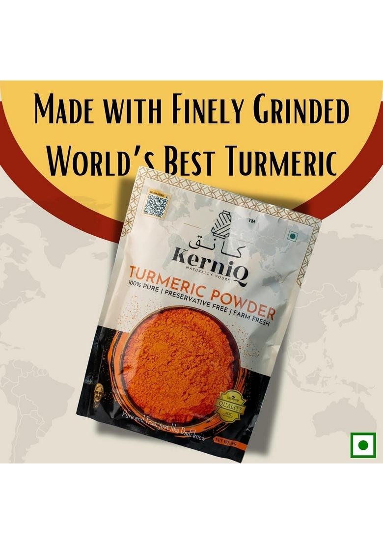 KerniQ Turmeric Powder 1kg, Haldi Powder, Pure Farm Fresh, Preservative Free, Natural Ground Spice,