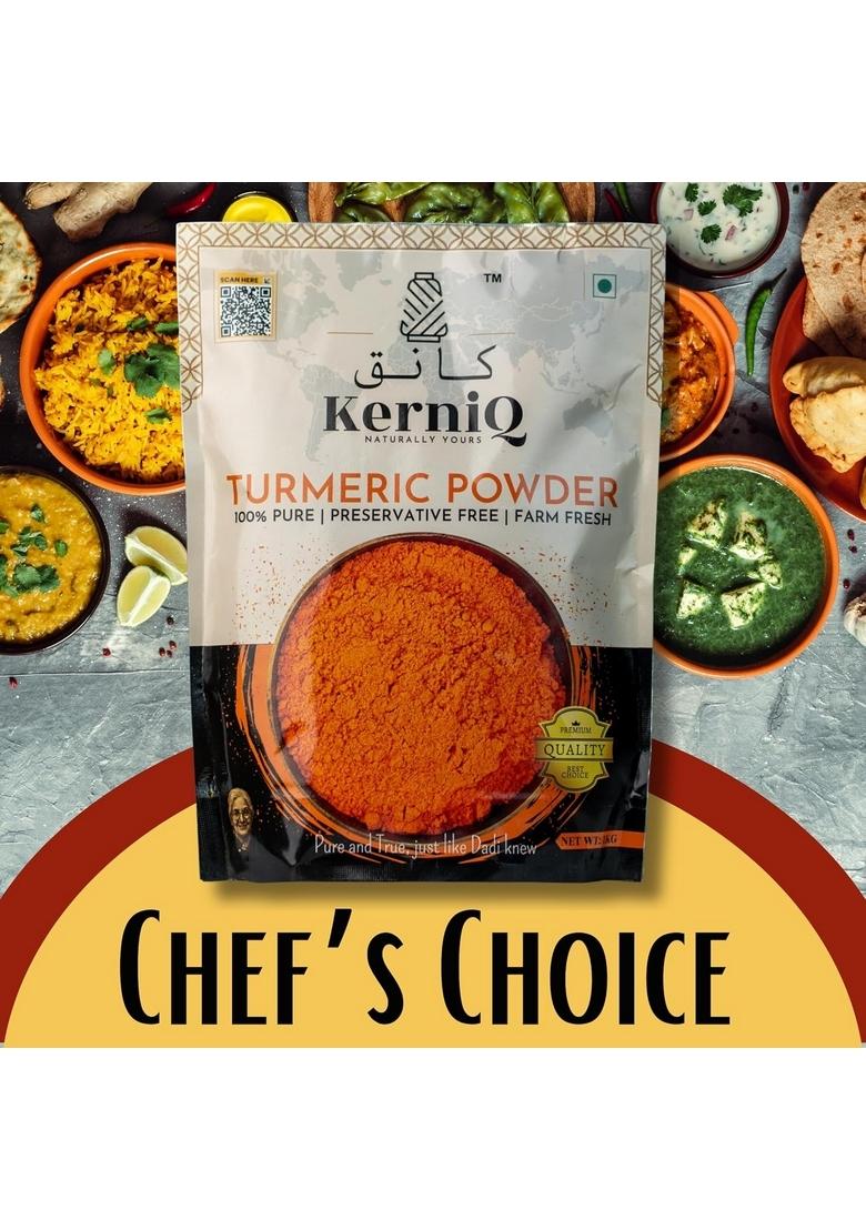KerniQ Turmeric Powder 1kg, Haldi Powder, Pure Farm Fresh, Preservative Free, Natural Ground Spice,