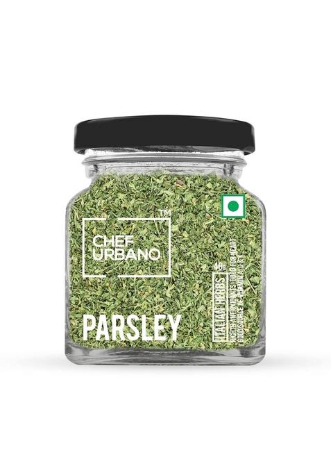 CHEF URBANO Parsley 40 g | 100% Natural Premium Herbs and Spices Adding Flavor to Soups, Salads, Pizza Pasta Flakes/Leaves Glass Bottle