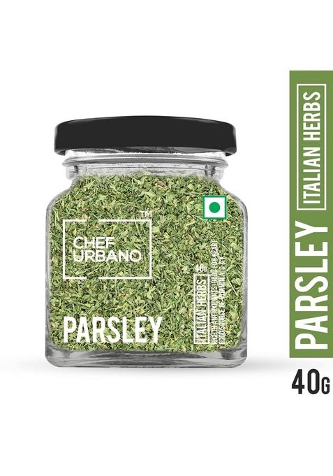 CHEF URBANO Parsley 40 g | 100% Natural Premium Herbs and Spices Adding Flavor to Soups, Salads, Pizza Pasta Flakes/Leaves Glass Bottle