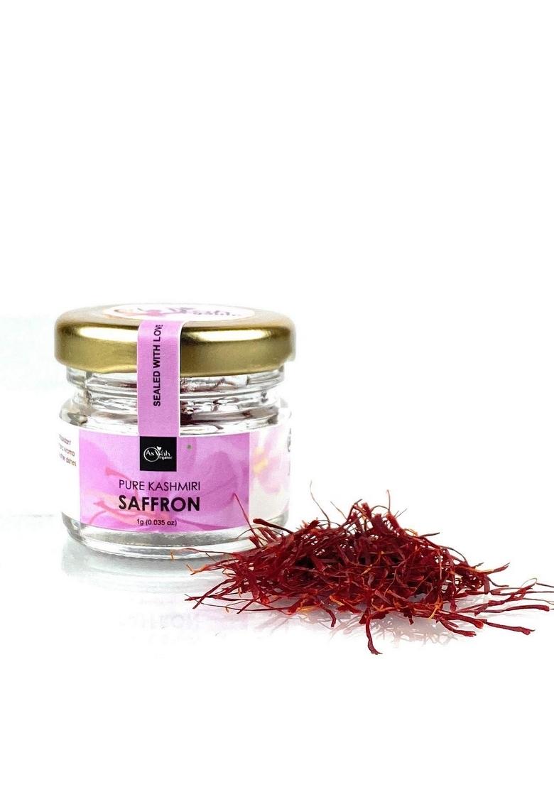 AsWah Organic Kashmiri Saffron | Natural and Premium Pure Finest A++ Grade Kesar Threads 100% purest quality 1g Pack of 1