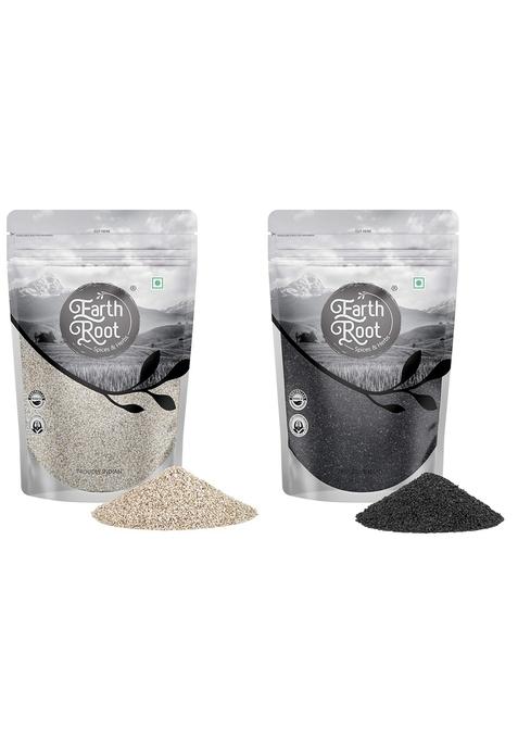 EARTHROOT Pack of 2 Natural White Sesame Seed | Til 500g Black Kala No Artificial Colours and preservatives