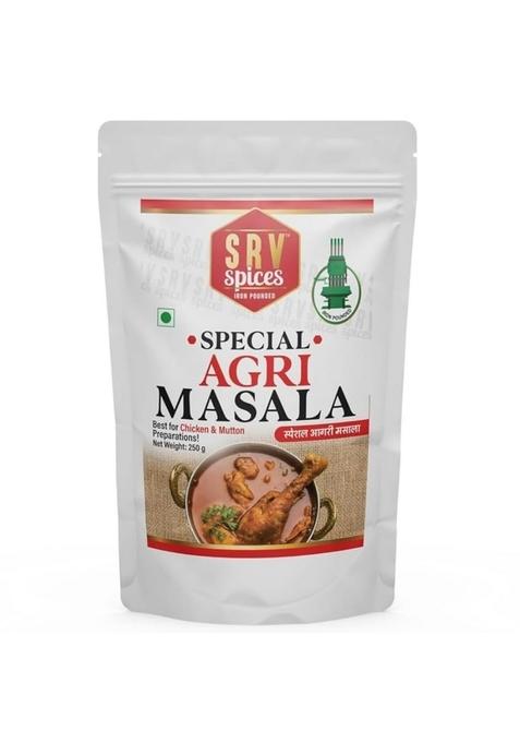 SRV SPICES (iron pounded) Special Agri Masala | Mild Spicy & Rich In Colour| 57 Years Of Experience| Fish Fry/Curry recipes Chicken/Mutton Spice Blend/Powder(250g,Pack 1)