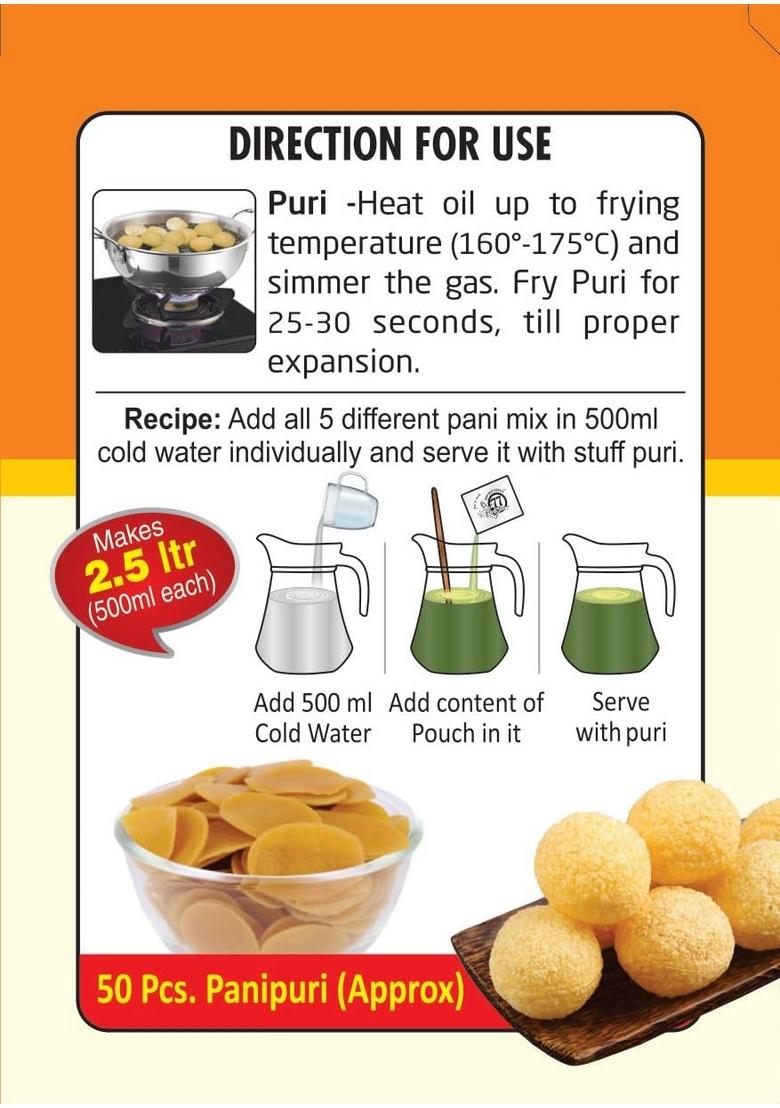 77Green 77 Green Pani Puri Combo Pack Ready-to-Fry Crispy Golgappa Shells with Instant Spiced Mix | Street-Style Indian Chaat Snack Party Appetizer No Added Colors or Preservatives