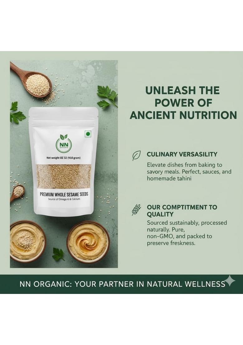NNorganic Sesame Seeds -1kg | Natural white Sabut Till for Eating Rich Nutrient Indian Spices & Masala 1kg