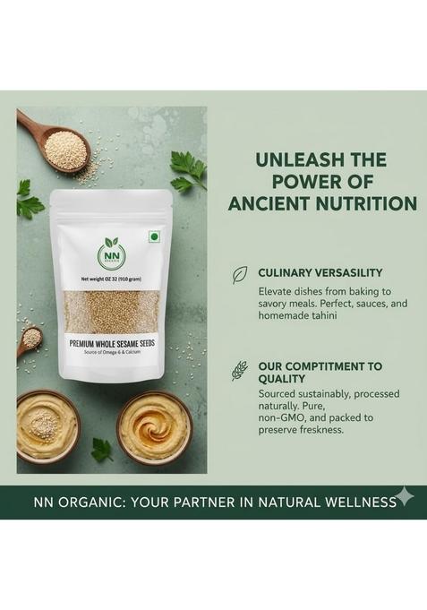 NNorganic Sesame Seeds -1kg | Natural white Sabut Till for Eating Rich Nutrient Indian Spices & Masala 1kg