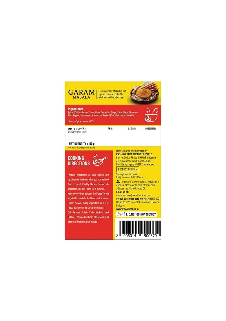 KWALITY Garam Masala 100g, Authentic Blend of Aromatic Spices, Perfect for Indian Curries & Dishes.
