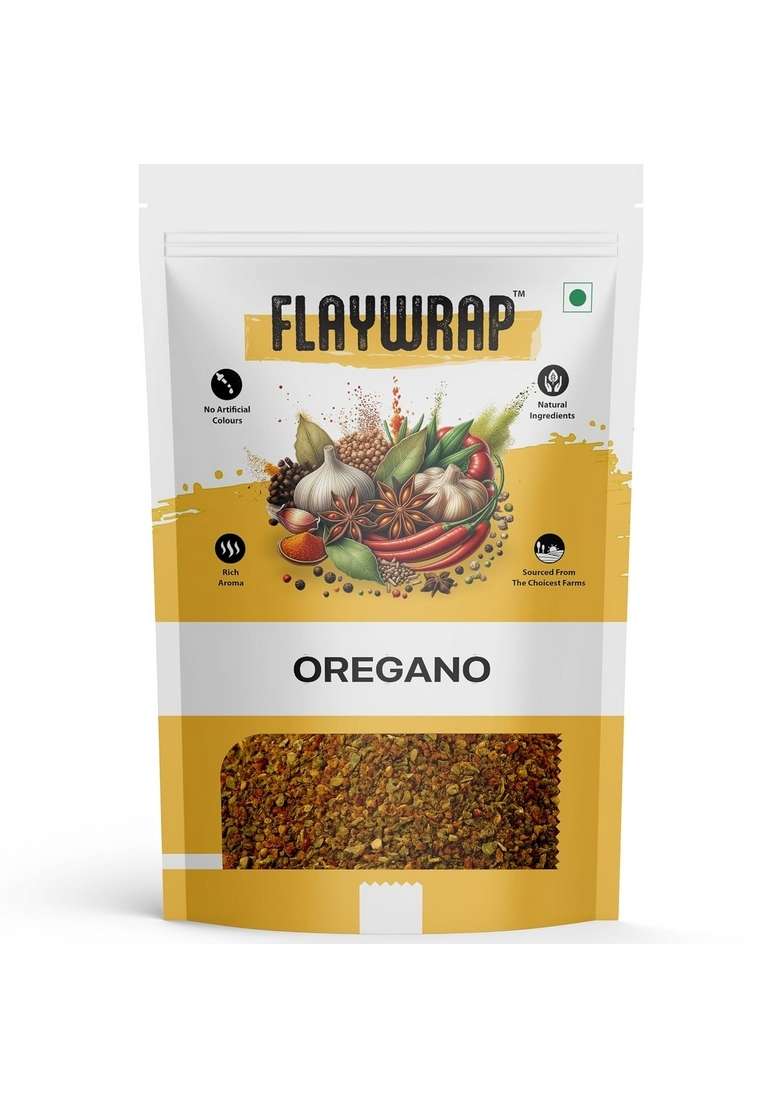 FlayWrap Oregano 200gm | Premium Dried Leaves Aromatic Herb for Italian, Mediterranean & Mexican Cooking 100% Natural Fresh Airtight Pack - Indya