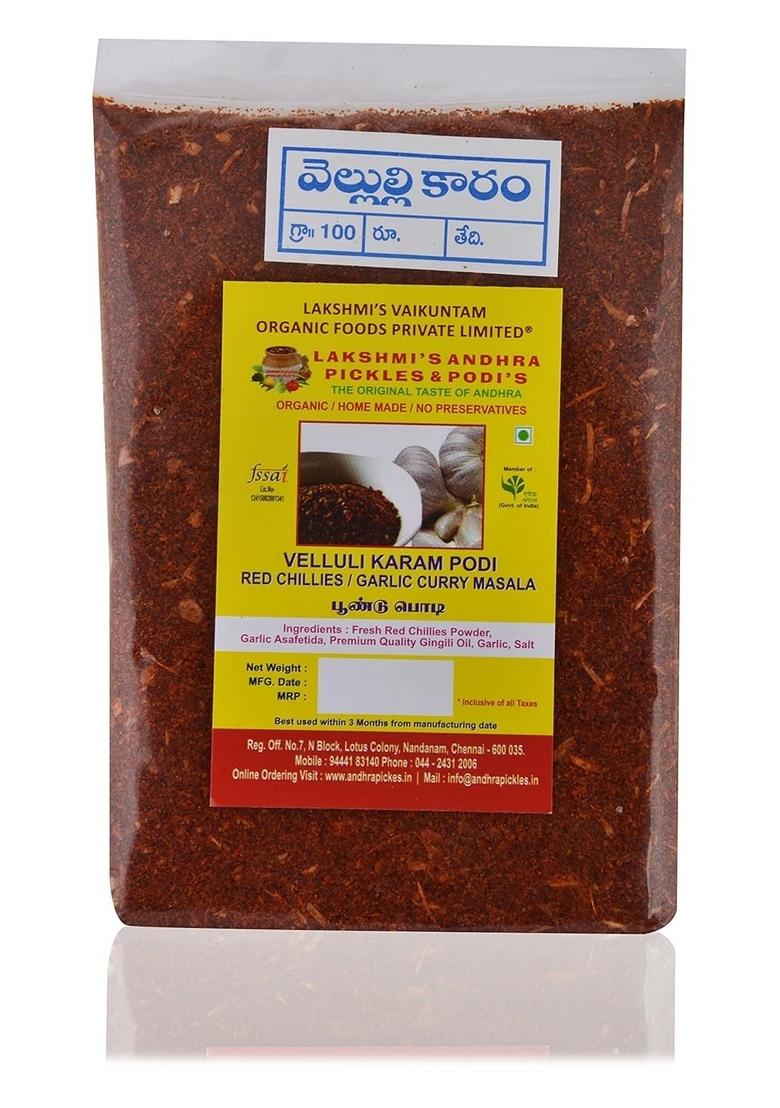 Lakshmi s Gongura Andhra Pickles and Podis Red Chilli Garlic Masala (Velluli Karam) 300 g