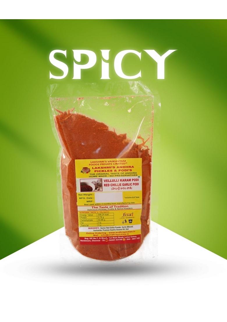 Lakshmi s Gongura Andhra Pickles and Podis Red Chilli Garlic Masala (Velluli Karam) 300 g