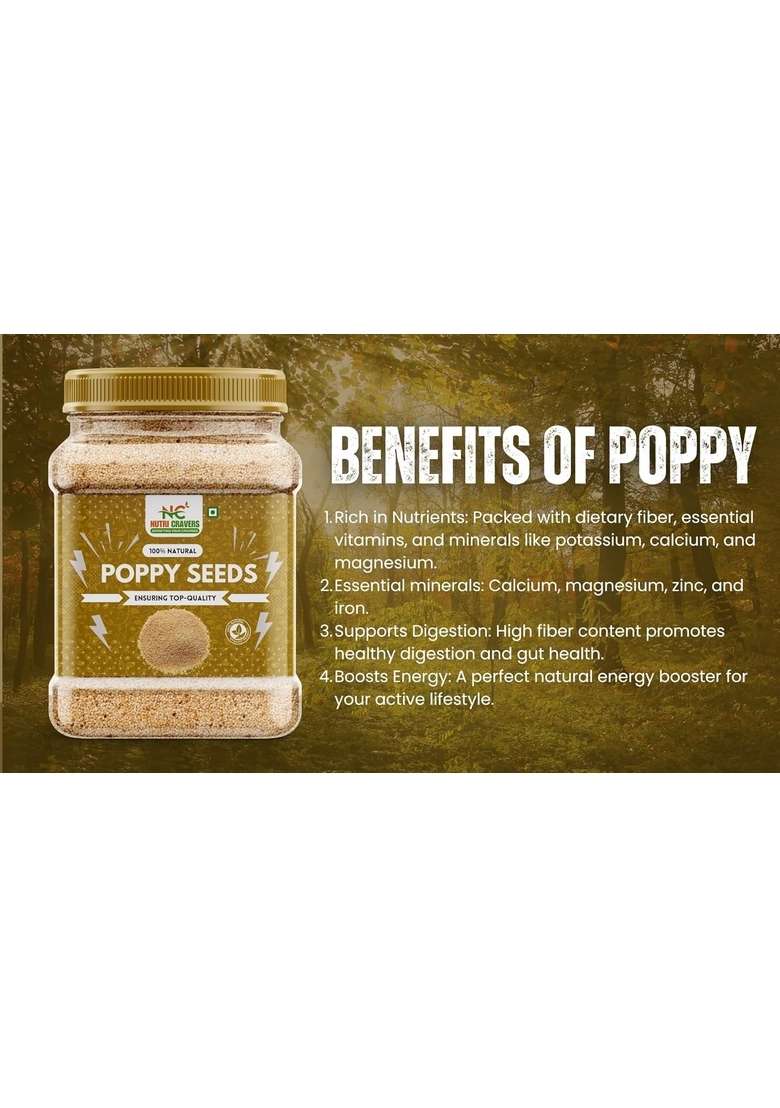Nutri Cravers Pure & Natural Premium Poppy Seeds 100GM (Posto) - Rich Nutty Flavor Nutrient-Rich Superfood Ideal for Cooking, Baking Traditional Recipes Hygienically Packed - Indya
