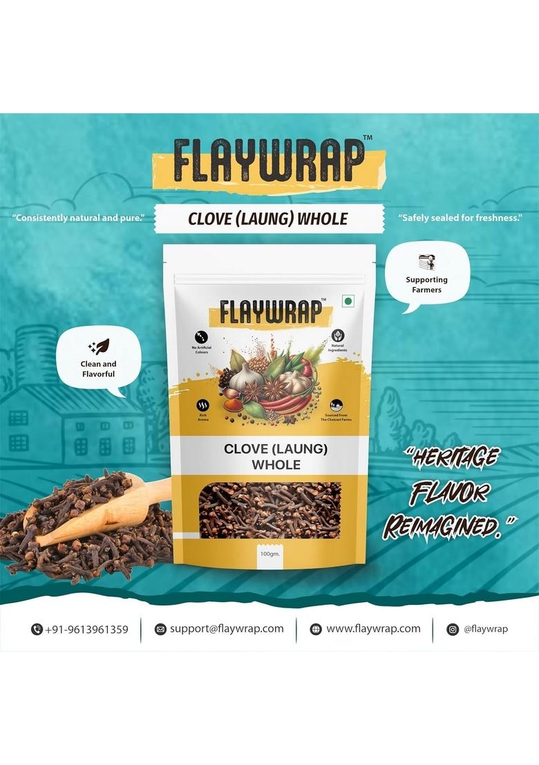 FlayWrap Cardamom Green 50g & Clove Whole Combo | Elaichi Laung Garam Masala Mix