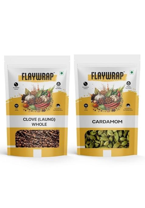 FlayWrap Cardamom Green 50g & Clove Whole Combo | Elaichi Laung Garam Masala Mix