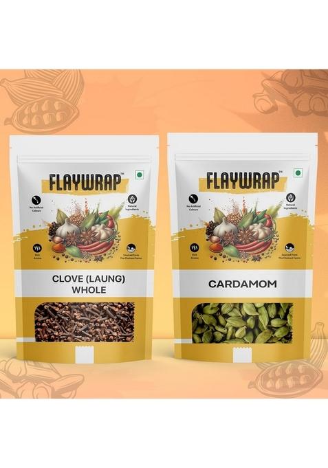 FlayWrap Cardamom Green 50g & Clove Whole Combo | Elaichi Laung Garam Masala Mix