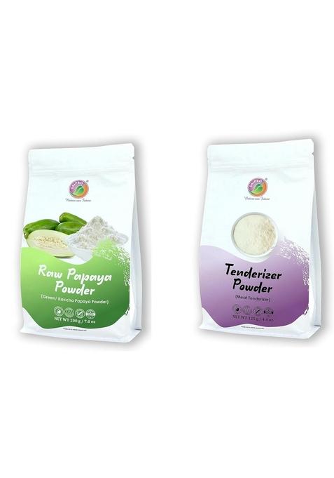 SAIPRO Nature our Future Saipro's Raw Papaya Powder 200 gm & Tenderizer 125 combo| For teanderizing koftas, meat, meat softner| BBQ rub| Great tenderiser powder, NO msg, preservatives, all NAtural