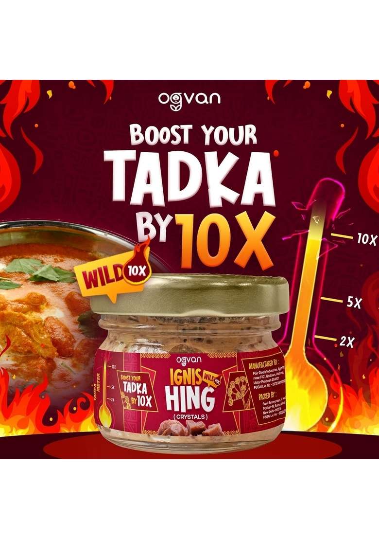 Ogvan Ignis 100% Pure Hing Granules Wild 10g| Strongest Asafoetida| Lab tested Premium from Hathras| Gluten-Free| No Atta| Maida| Chemical-Free| Organic | Fresh Tazaki Nukra - Indya
