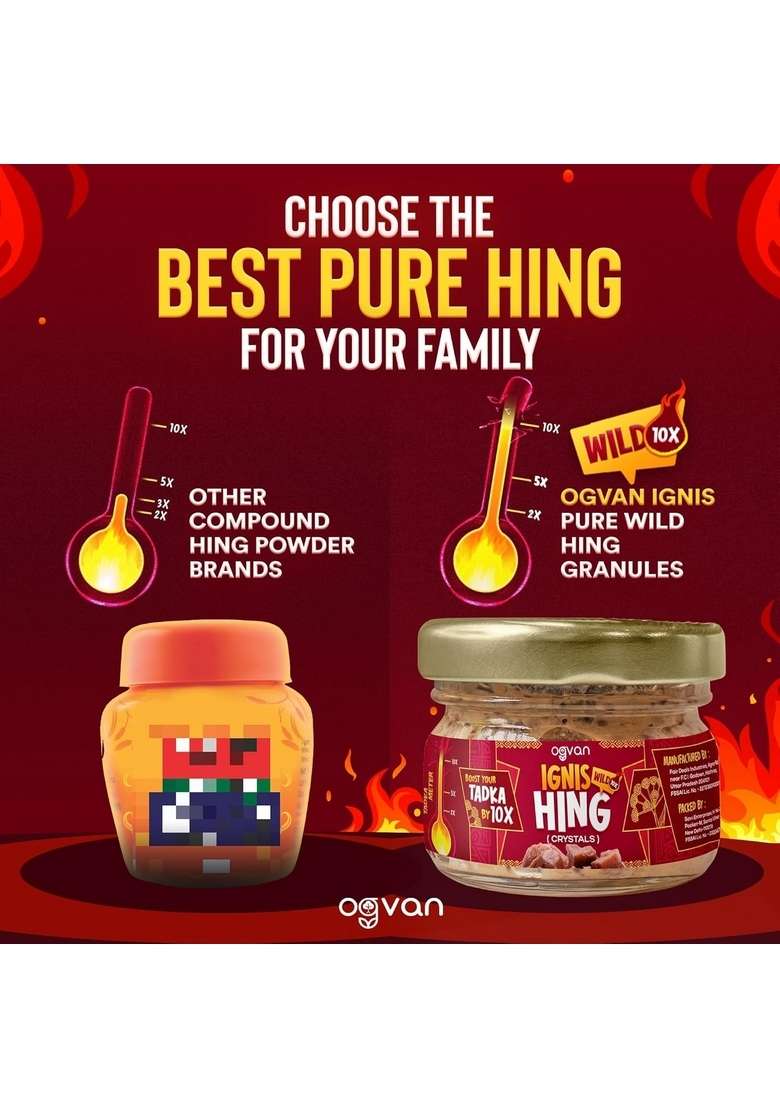 Ogvan Ignis 100% Pure Hing Granules Wild 10g| Strongest Asafoetida| Lab tested Premium from Hathras| Gluten-Free| No Atta| Maida| Chemical-Free| Organic | Fresh Tazaki Nukra - Indya