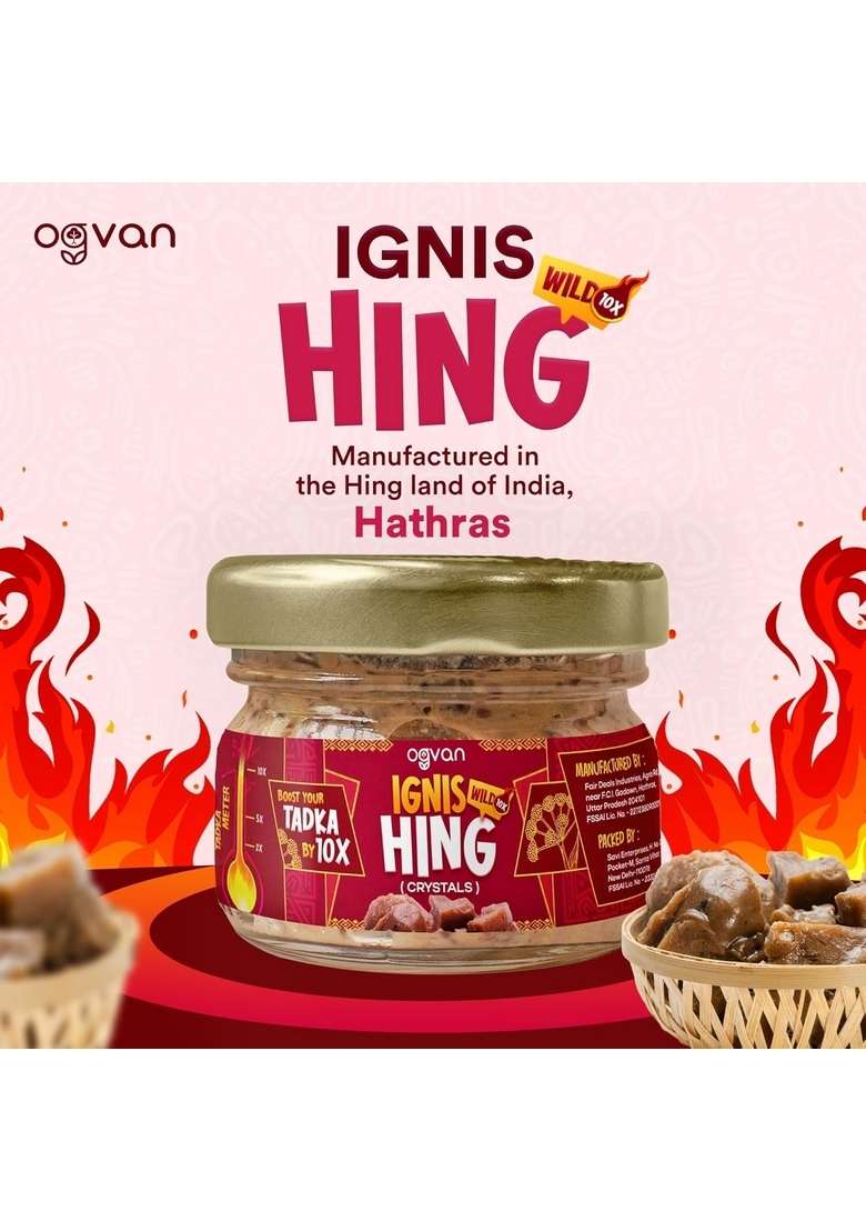 Ogvan Ignis 100% Pure Hing Granules Wild 10g| Strongest Asafoetida| Lab tested Premium from Hathras| Gluten-Free| No Atta| Maida| Chemical-Free| Organic | Fresh Tazaki Nukra - Indya