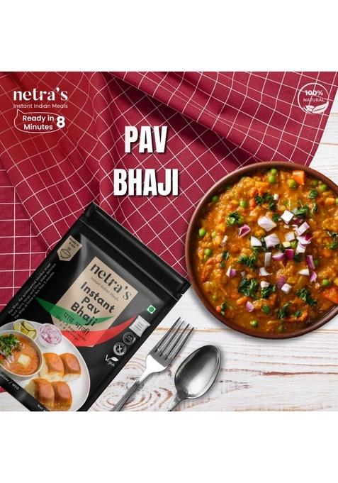 Netra’s Instant Pav Bhaji – 150g | Pack of 2 100% Natural & Preservative-Free Ready-to-Eat in Minutes Serves 8 Perfect for Snacks, Lunch, Dinner, Travel Camping