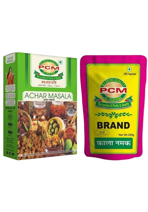 PCM WE BRING QUALITY At Your Home The Symbol of Purity & Achar Masala(200g) and Kala Namak(200g) Special Combo x 2 Set