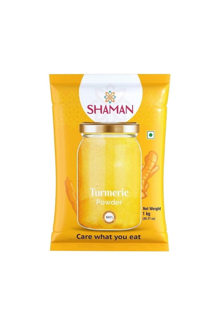 SHAMAN SPICES Turmeric Powder 1 kg | No Artificial Colours or Preservatives High Curcumin Haldi with Natural Oils & Pure Aroma Authentic
