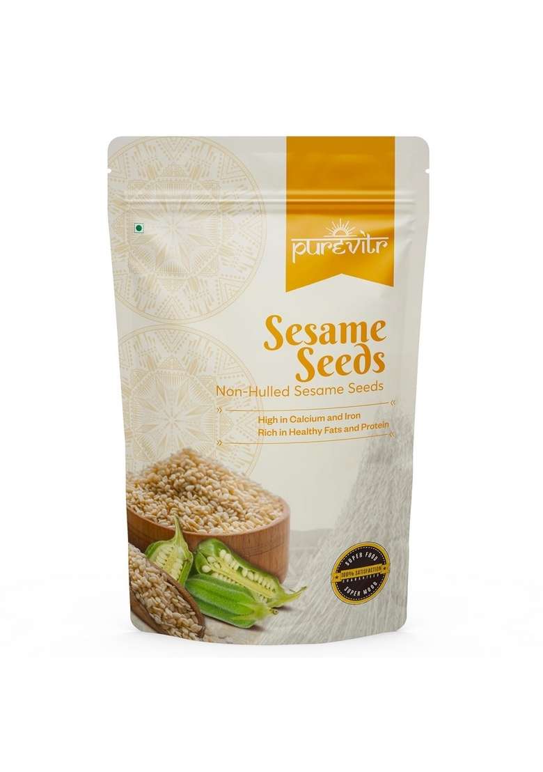 Purevitr White Sesame Seeds Non-Hulled| 400g | Raw for eating High in Calcium, Magnesium & Antioxidants Healthy Snacks No Preservatives (Pack of 1) - Indya