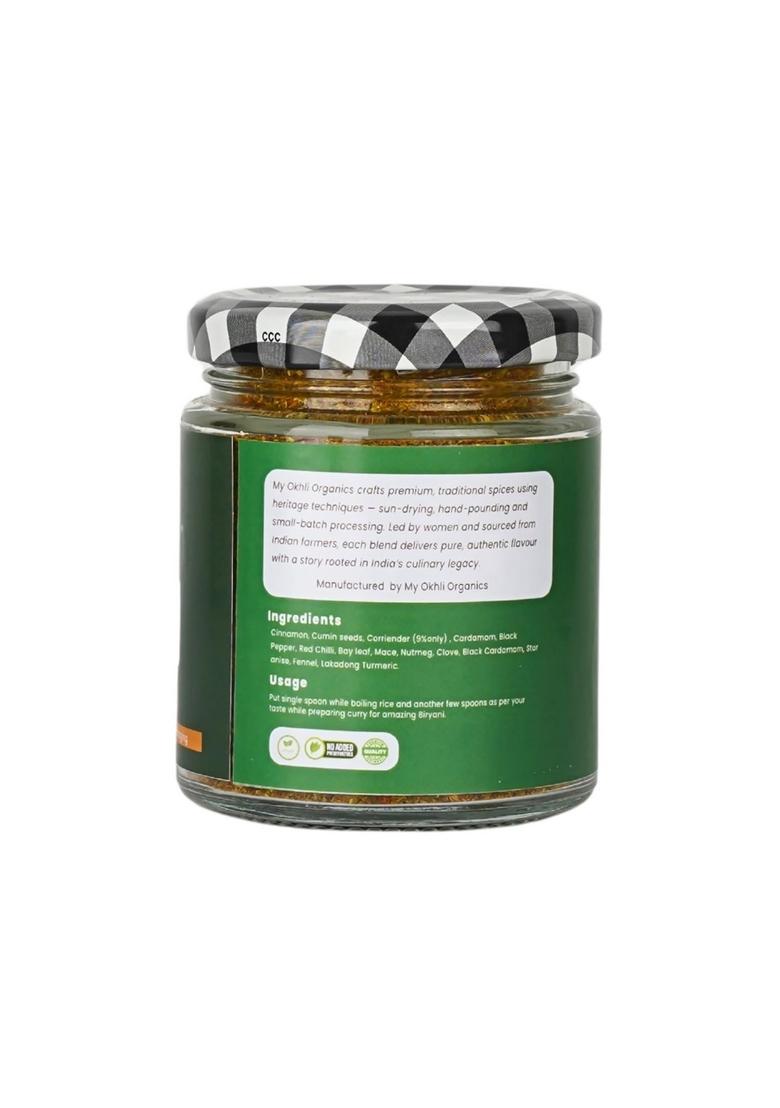 My Okhli Handcrafted Biryani Masala | Traditionally Stone Grounded Ancient Family Recipe Perfect Blend of 14 Spices & Herbs for Great Taste Aroma No Preservative Pesticides| 100 % Natural and Lab Tested