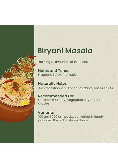 My Okhli Handcrafted Biryani Masala | Traditionally Stone Grounded Ancient Family Recipe Perfect Blend of 14 Spices & Herbs for Great Taste Aroma No Preservative Pesticides| 100 % Natural and Lab Tested