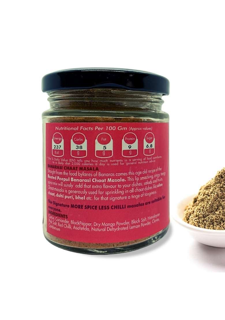 ROOTED PEEPUL Banarasi Chat Masala| No Additives| Citric Acid| Pure and Natural Ingredients| 100gms - Indya