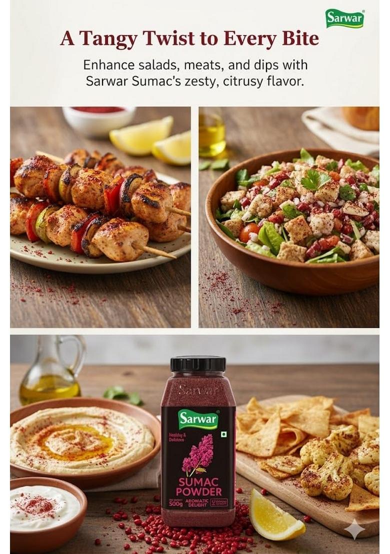 SARWAR Sumac powder 500g| Turkish Spice| Premium seasoning| 100% Natural| Organic powder| For Cooking| Pure