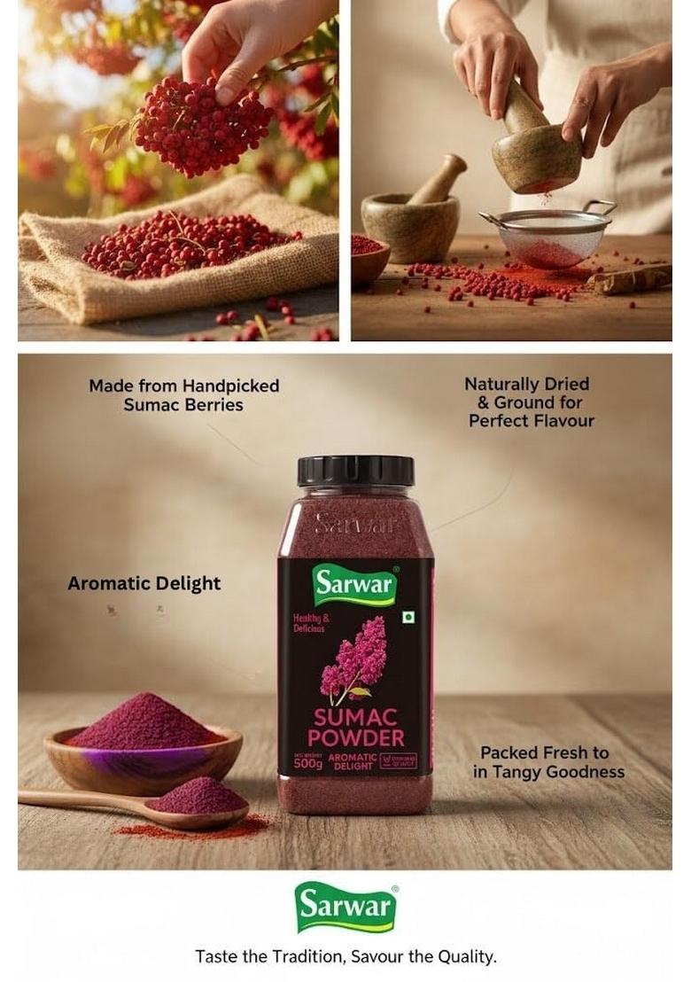 SARWAR Sumac powder 500g| Turkish Spice| Premium seasoning| 100% Natural| Organic powder| For Cooking| Pure