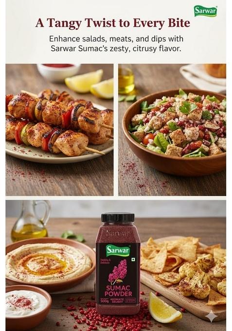 SARWAR Sumac powder 500g| Turkish Spice| Premium seasoning| 100% Natural| Organic powder| For Cooking| Pure