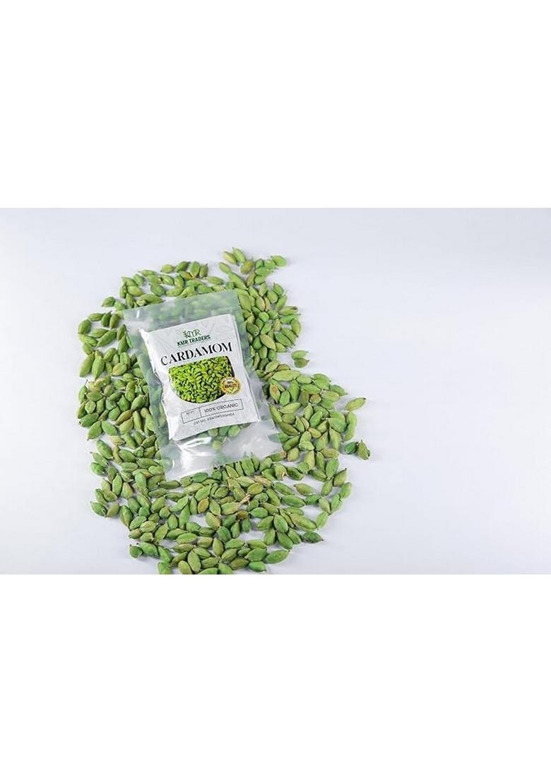 KMR TRADERS Trader Organic Whole Cardamom | Fresh & Aromatic Green Pods Strong Aroma Bold Flavor Flavored Spice for Cooking, Tea, Coffee, Desserts Ayurvedic Use (100g)