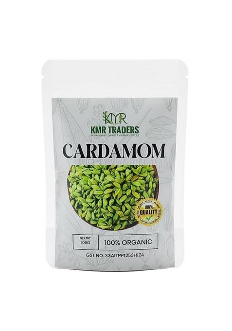 KMR TRADERS Trader Organic Whole Cardamom | Fresh & Aromatic Green Pods Strong Aroma Bold Flavor Flavored Spice for Cooking, Tea, Coffee, Desserts Ayurvedic Use (100g)