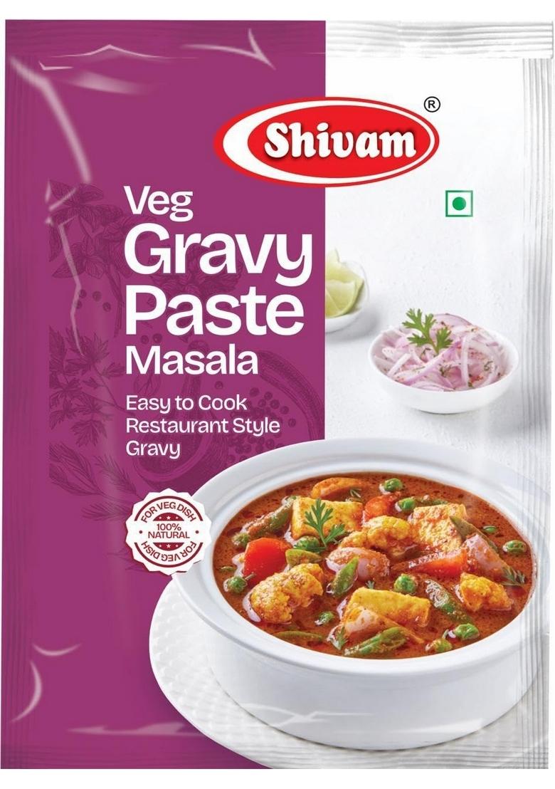 Shivam Veg Gravy Paste Masala Pouch, Flavorful Blend for Delicious Vegetarian Curries, No Artificial Colour, Preservatives (Pack of 3, each-100gm).
