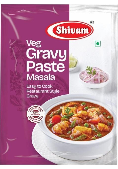 Shivam Veg Gravy Paste Masala Pouch, Flavorful Blend for Delicious Vegetarian Curries, No Artificial Colour, Preservatives (Pack of 3, each-100gm).