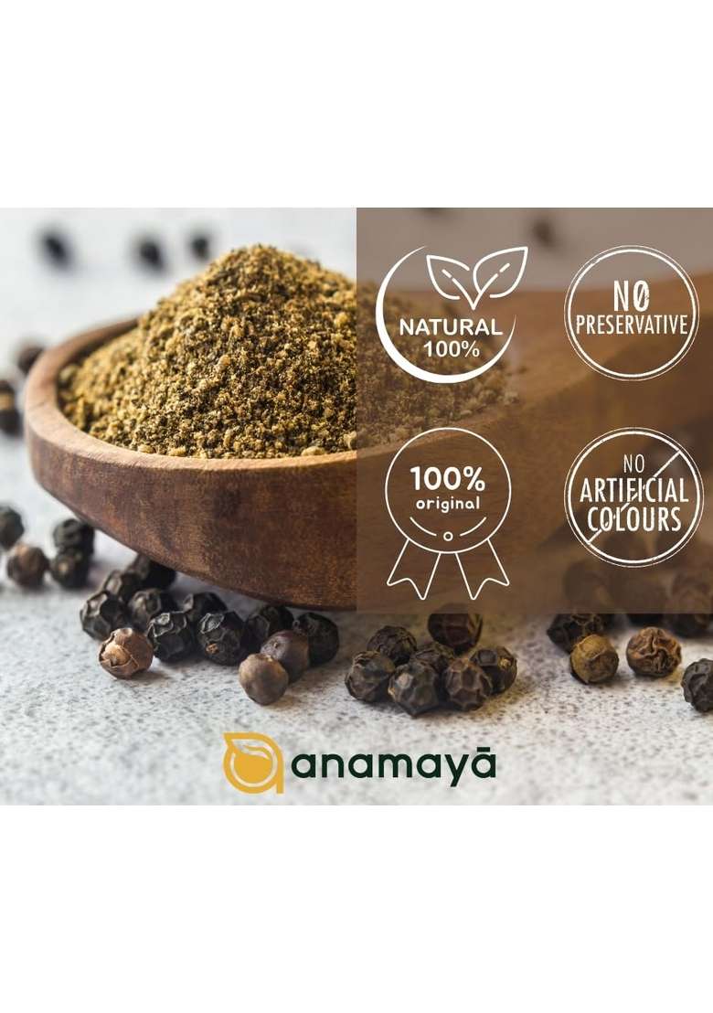 anamaya Black Pepper Powder | Kali Mirch 100% Pure and Natural Harvested in Shillong, Meghalaya food grade reusable jar 100 gms Pack of 1 - Indya