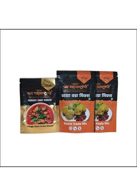 Chav Maharashtrachi - Batata Vada Mix (Pack of 2), Gavran Rassa Masala 1 (Combo Pack)