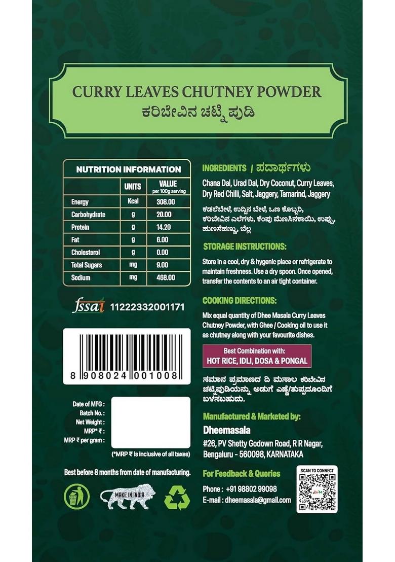 DHEE MASALA Curryleaves chutney powder