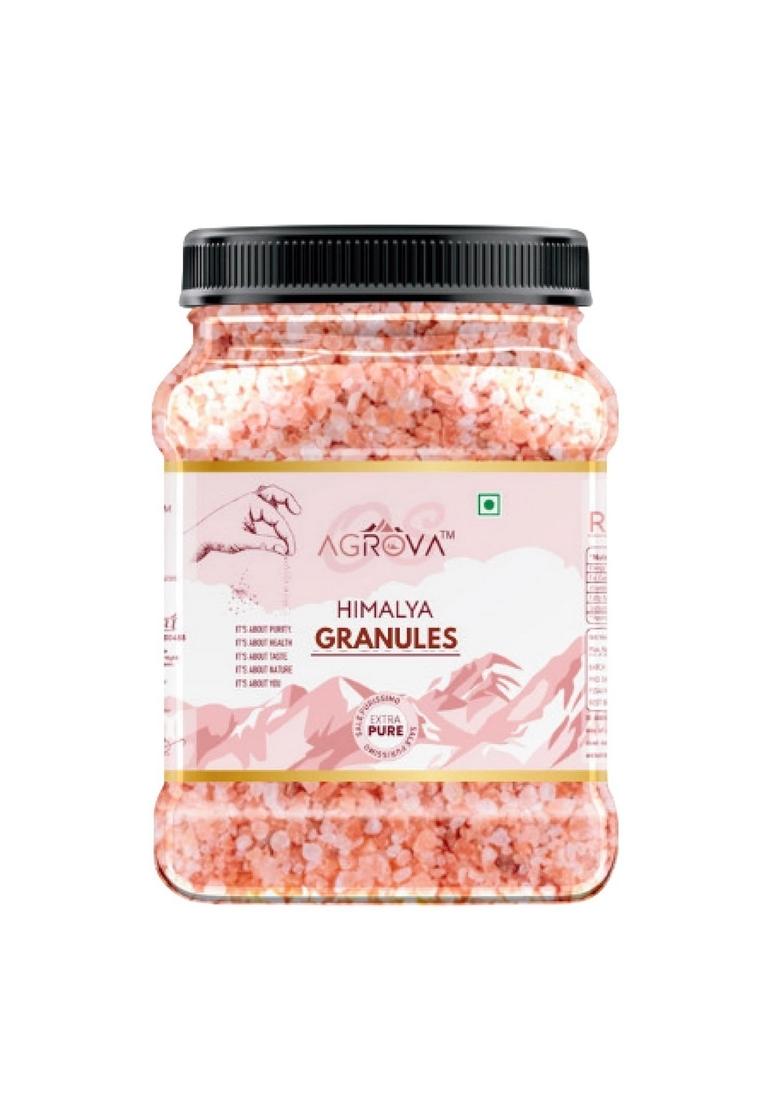 OS AGROVA Himalayan Rock Salt Granules 1kg Natural, Unrefined, Mineral-Rich Pink for Cooking, Bath, and Wellness.