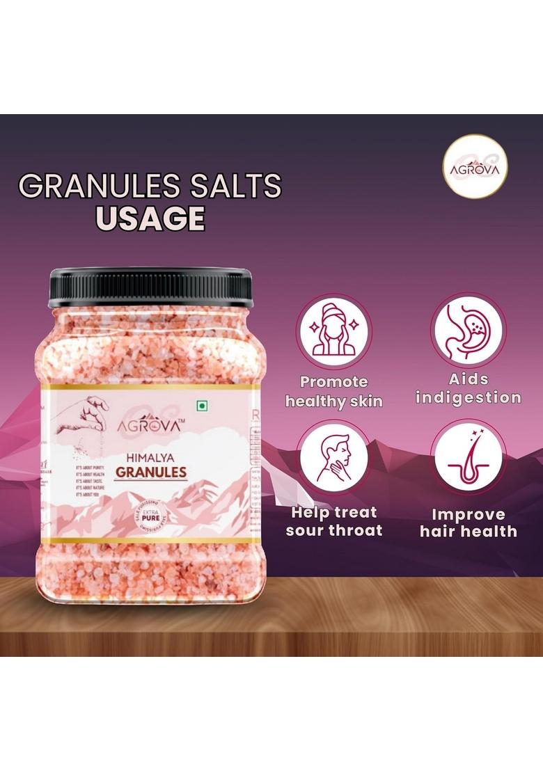 OS AGROVA Himalayan Rock Salt Granules 1kg Natural, Unrefined, Mineral-Rich Pink for Cooking, Bath, and Wellness.