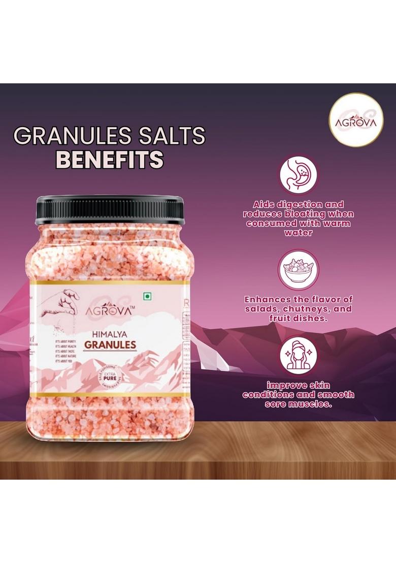 OS AGROVA Himalayan Rock Salt Granules 1kg Natural, Unrefined, Mineral-Rich Pink for Cooking, Bath, and Wellness.